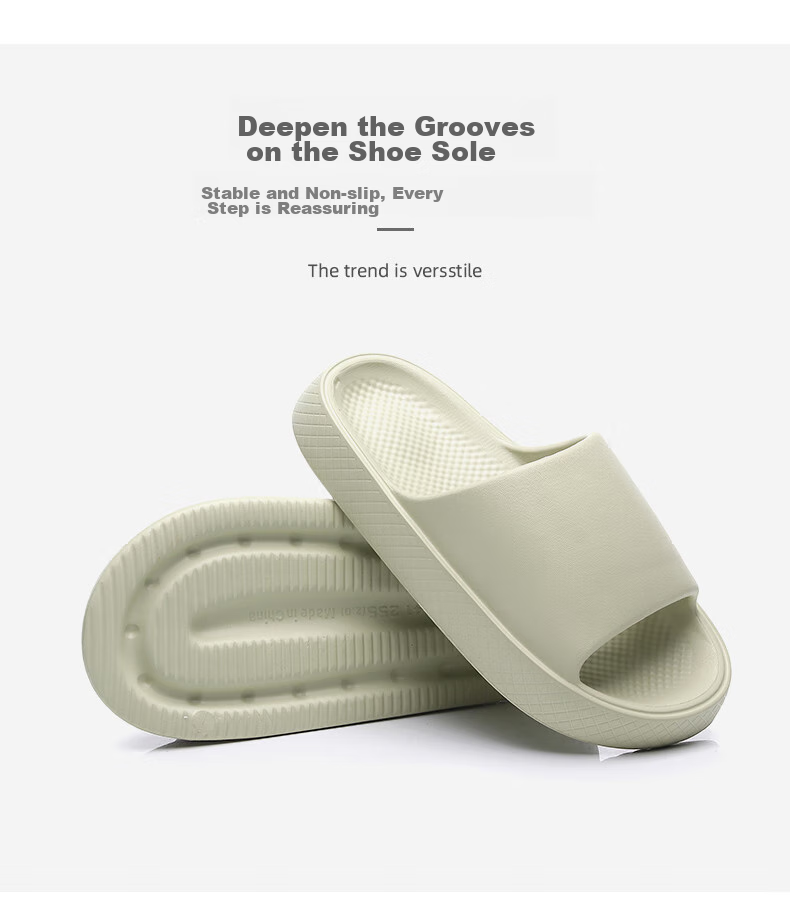 GUOLUOFEI Thick-Soled Slippers for Men, Summer Outdoor Wear, Squishy Feel, Indoor Couples Bathroom Shower Sandals, Gray, Size 44-45 5