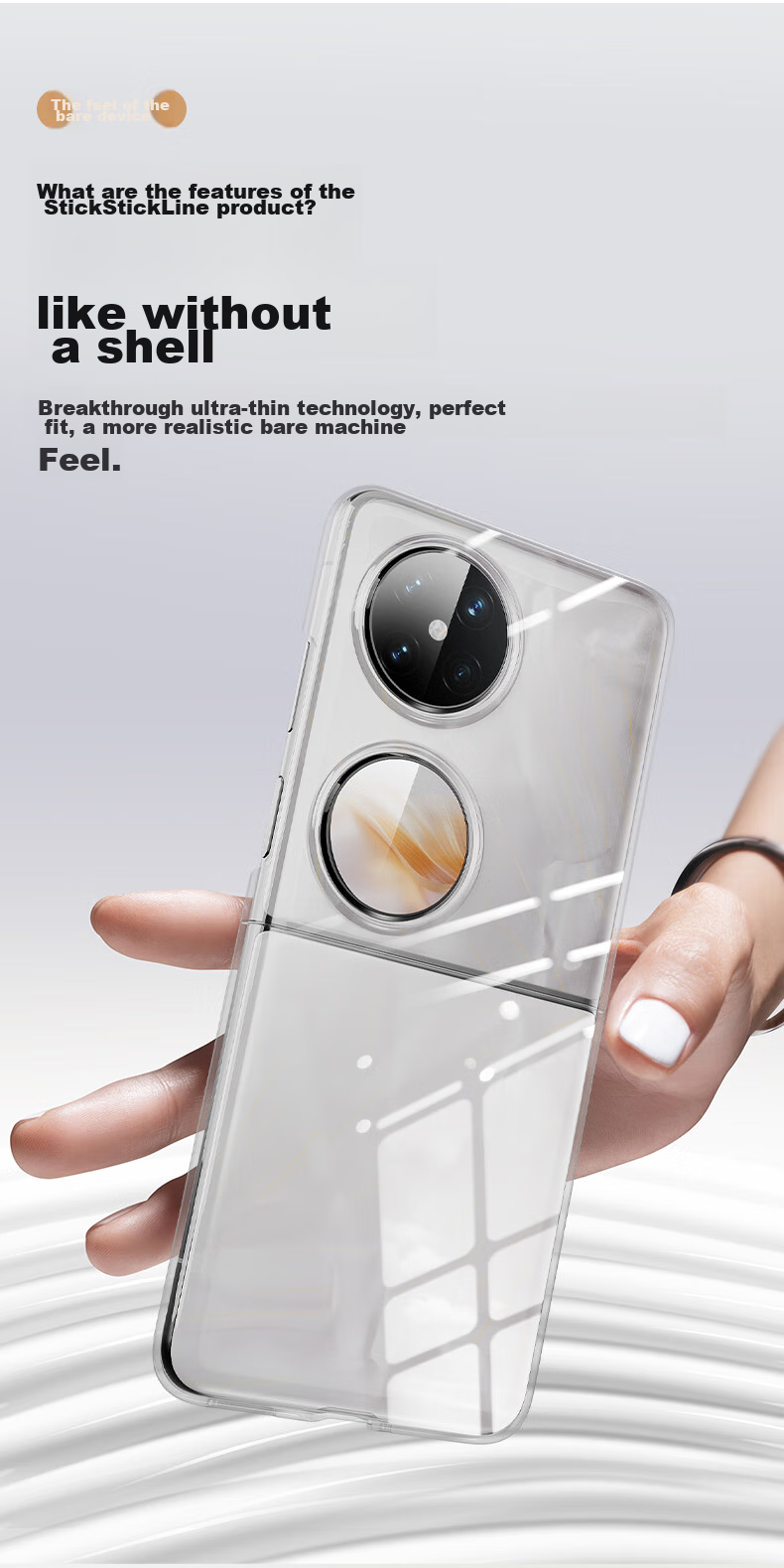 BIAZE Phone Case for Huawei Pocket 2, Foldable Screen Protective Cover, Flip-Type Full Protection Anti-Drop Ultra-Thin Heat Dissipation Cool Transparent Hard Shell JK647 Transparent 5