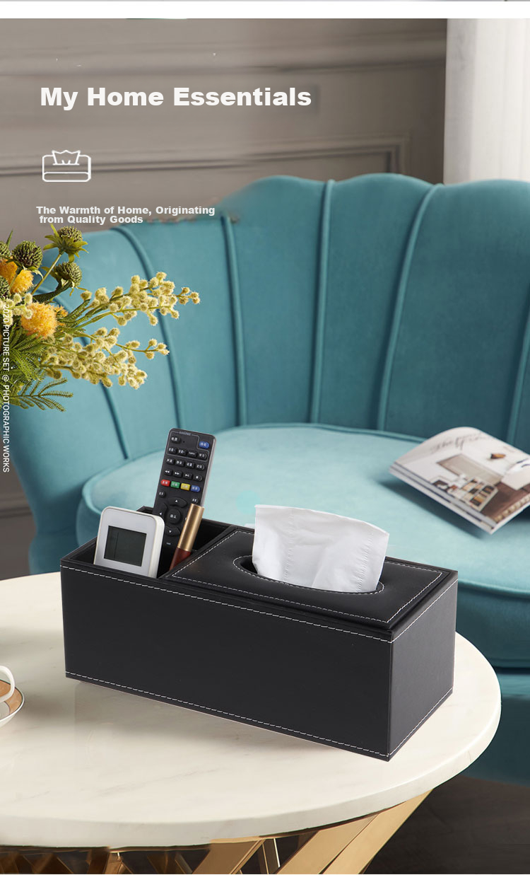 Youjialiangpin Tissue Box, Living Room Napkin Holder, Desktop Storage, Paper Towel Dispenser, Office Business Magnetic Leather Cover 4