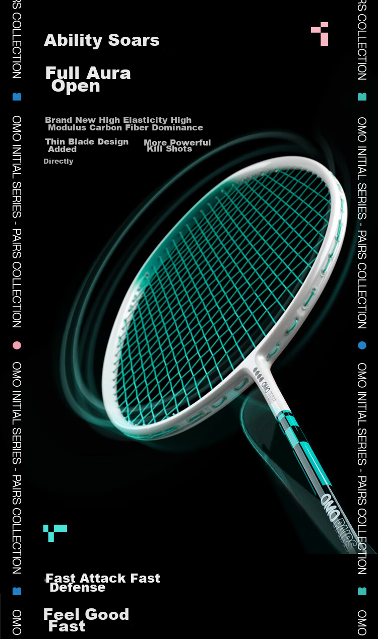 Dooot Full Carbon Ultra-Light 5u Offensive Badminton Racket, Single Racket, OMO Style Chop, Beginner to Advanced Racket 3