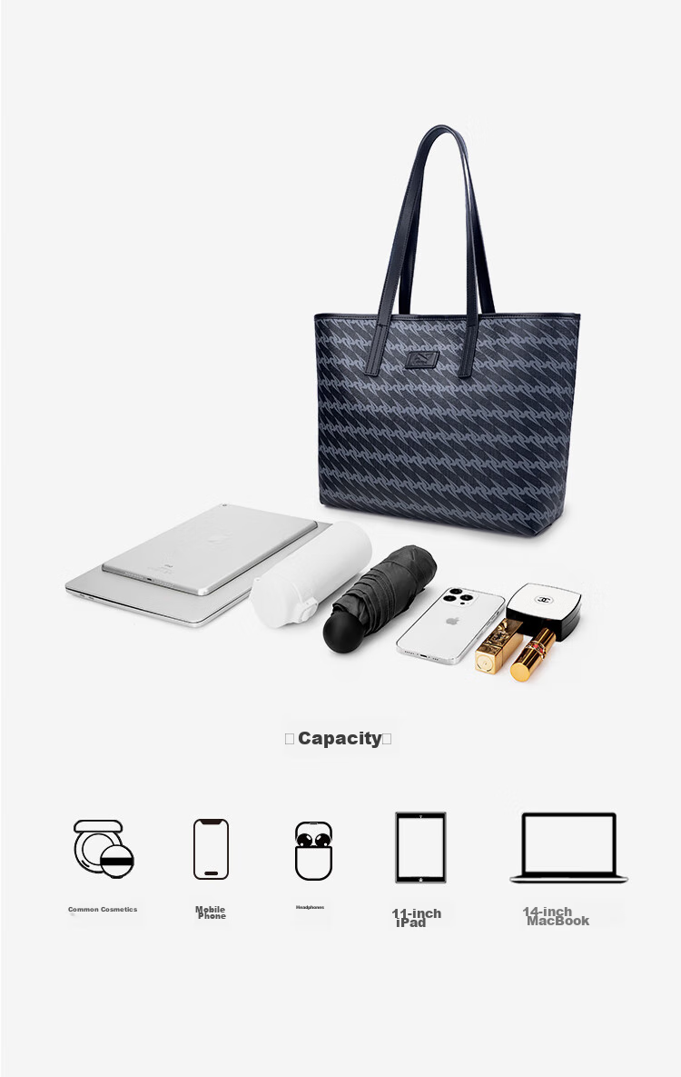 OMTO Truffle Black Tote Bag, Large Capacity Women's Handbag, Office Commute Handheld Shoulder Bag, Laptop Bag, Birthday Gift for Wome 3