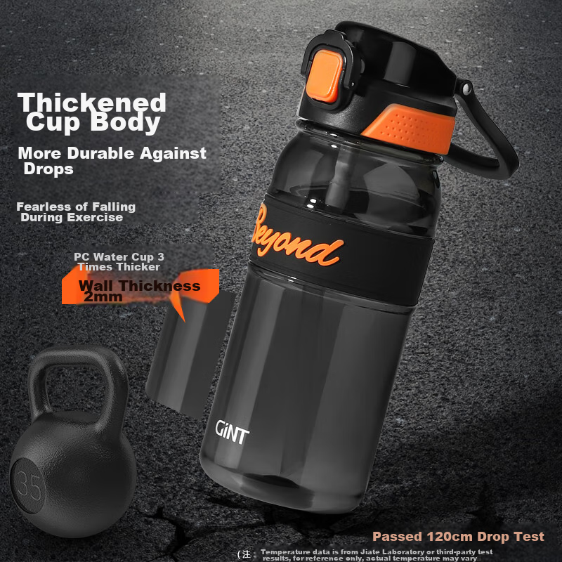 GiNT Sports Water Bottle, Large Capacity, Summer Student Use, Heat-Resistant Tritan Material, Portable, with Straw, Plastic Cup for Me