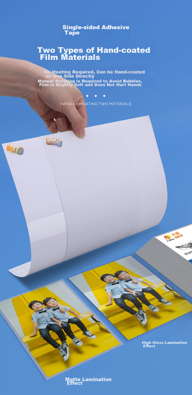 SAILS Cold Laminating Pouches, 6-Inch Glossy Single-Sided A6, Handmade Laminating for Leaves, Dried Flowers, Specimen Books, Bookmarks, DIY Laminating, Photo Cold Lamination Film, 100 Sheets, 8703 3