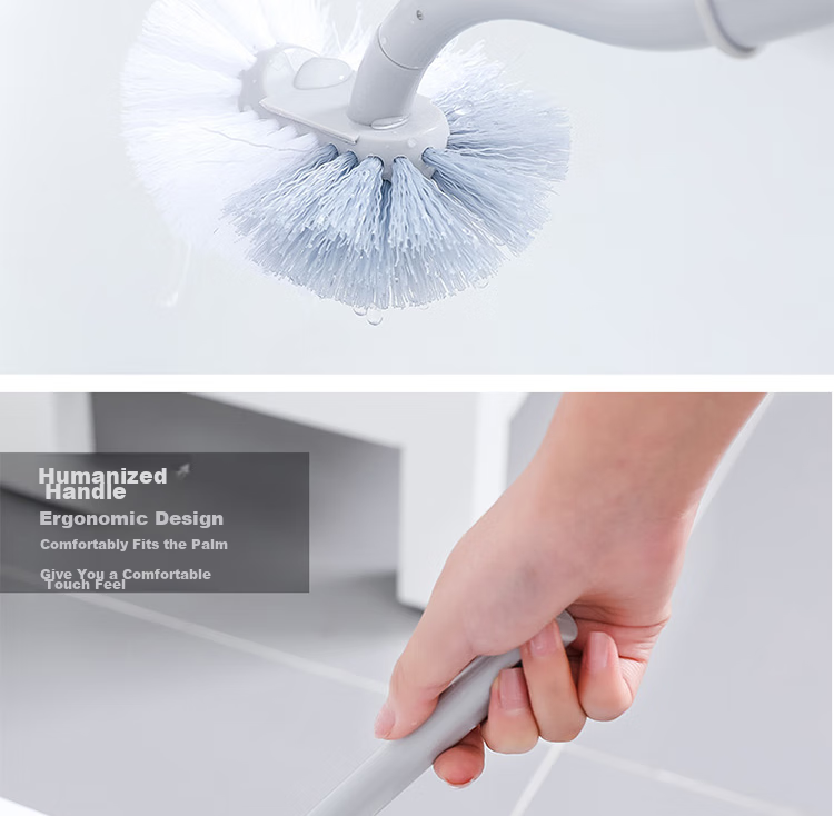 FOOJO Toilet Brush Set of 2, Gray, No Dead Angle, Long Handle Cleaning Brush, S-Shaped Toilet Brush, Wall-Mounted 11