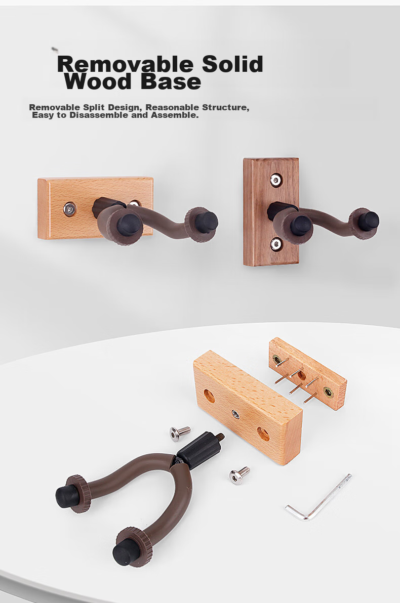 Maneryuepu Guitar Hook, No Drilling Required, Acoustic Guitar Ukulele Violin Wall-Mounted Hanger Bracket, Guitar Accessory 3