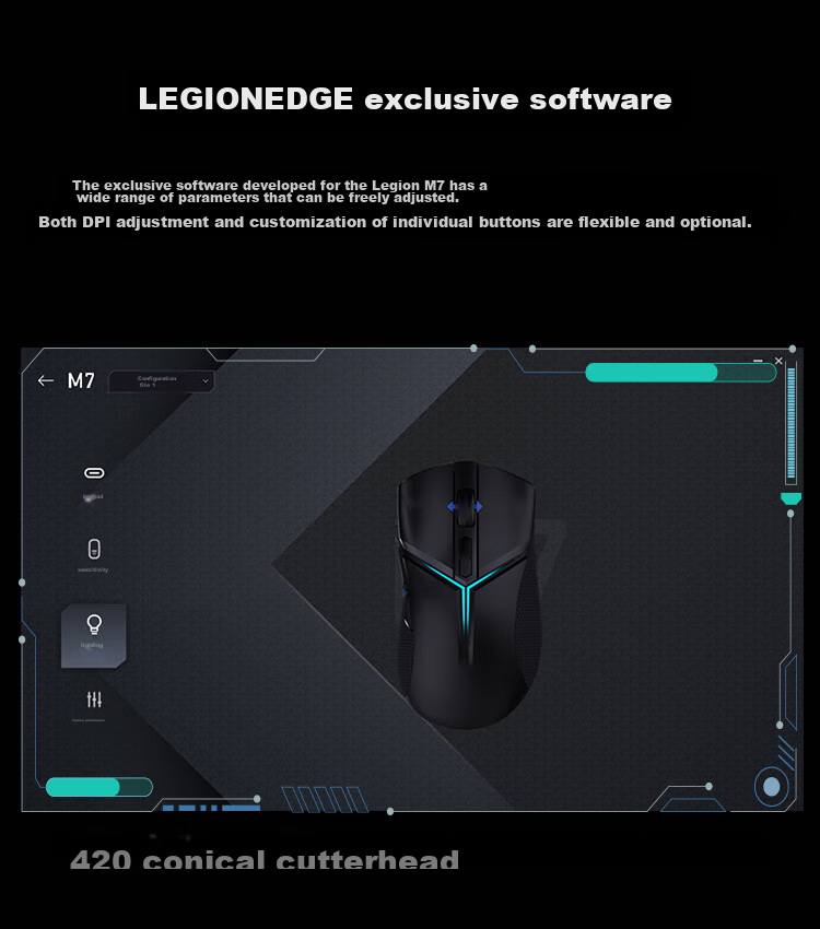 Lenovo Savior M7 Wireless Gaming Mouse, Esports-Specific Wired Bluetooth Mouse, Ergonomic Lightweight Laptop Warrior/Y9000P/R7000 Original, Phantom Black 9