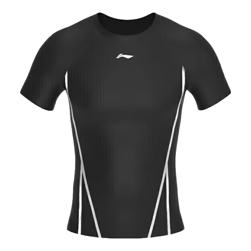Li-Ning Swimming Trunks, Men's Top, Surfing Suit, Comfortable Quick-Dry Diving Professional Training Swimwear, Black, XXL