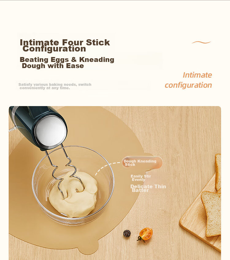 Bear Egg Beater, 304 Stainless Steel Whisk, Household Electric Egg Beater, Mini Cream Whipper, Handheld Automatic Mixer for Baking, DDQ-F01K3 5