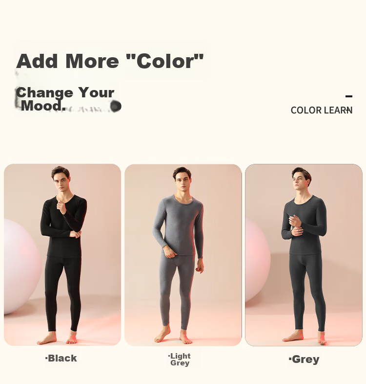 Hengyuanxiang Thermal Underwear for Men, Modal with Cashmere And Silk, Autumn Top And Bottom Set, Fleece-Lined, 4XL 14