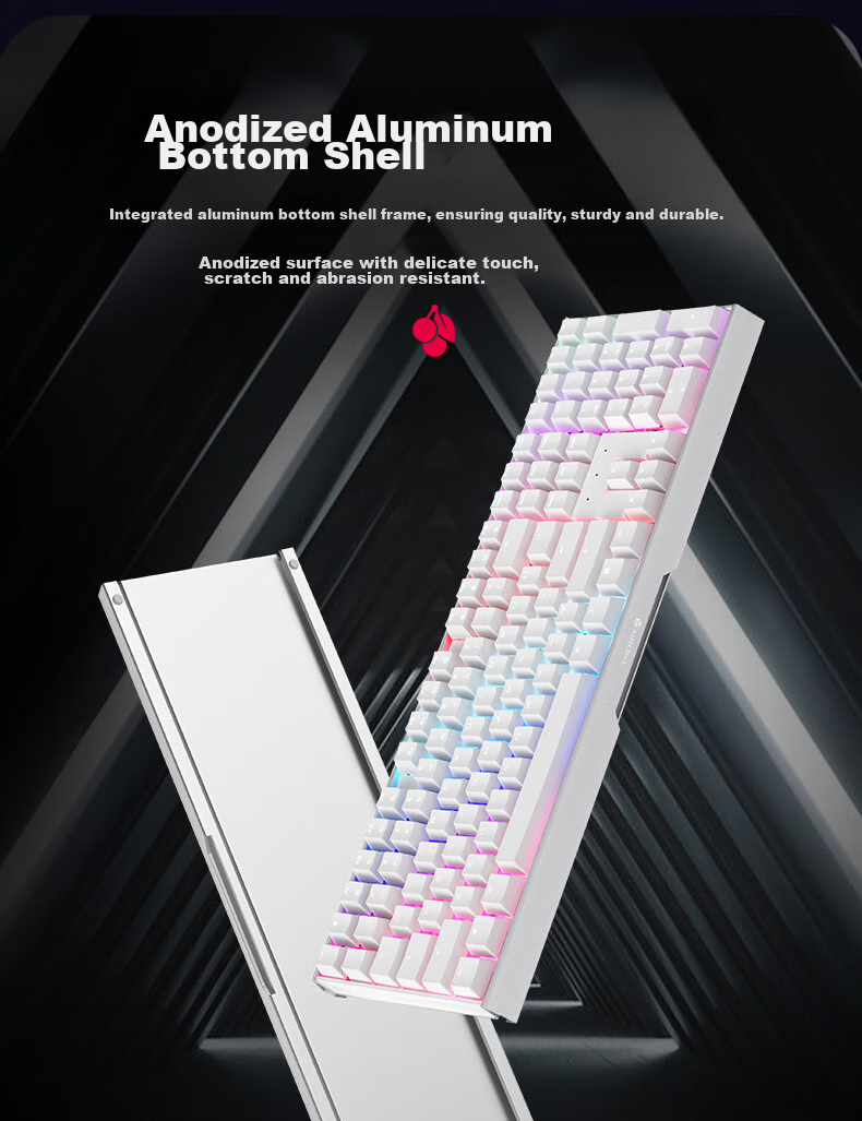 CHERRY MX3.0S Wireless Keyboard, Mechanical Keyboard with 108 Keys, Office And Gaming Keyboard with Bluetooth Triple-Mode, RGB Lighting Effects, Aluminum Alloy Shell, Compatible with Windows/Mac 8