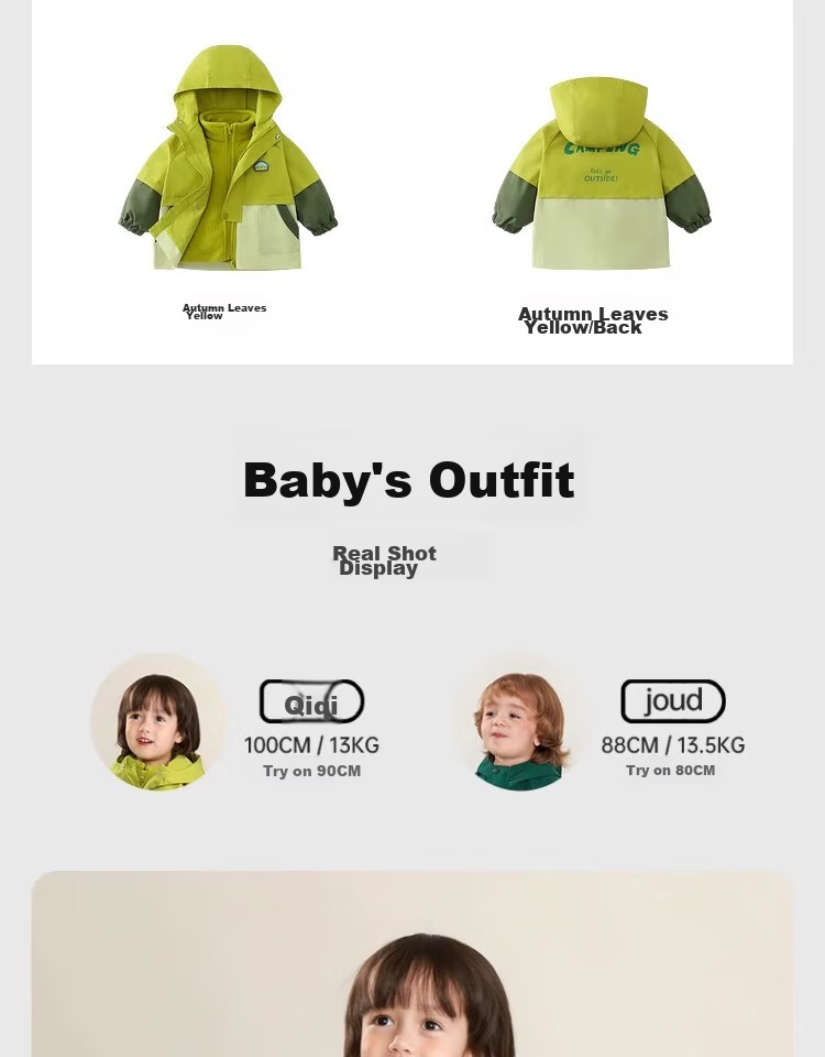 Ciciibear Children's Windbreaker Jacket, Boys' Three-In Autumn Clothing, Baby Fall/winter Fleece Top 14