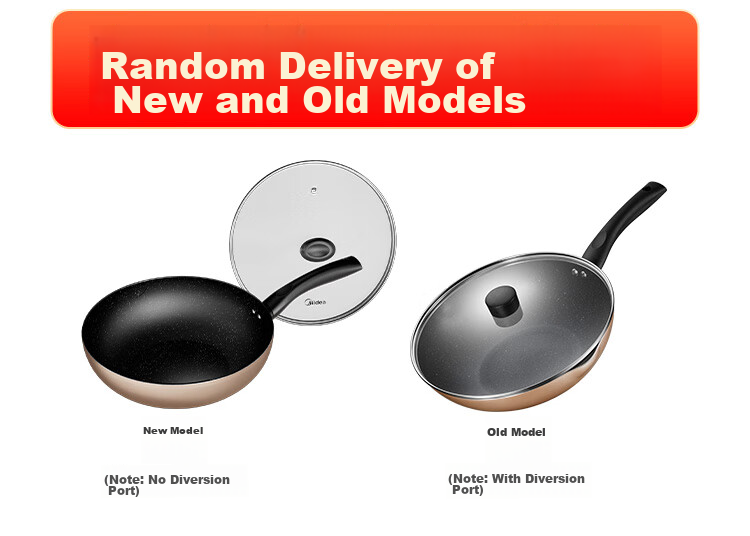 Midea Non-Stick Wok Multi-Functional Household Stir-Fry Pan Flat Bottom Frying Pan Gas Stove Induction Cooker Compatible Low Oil Smoke 3