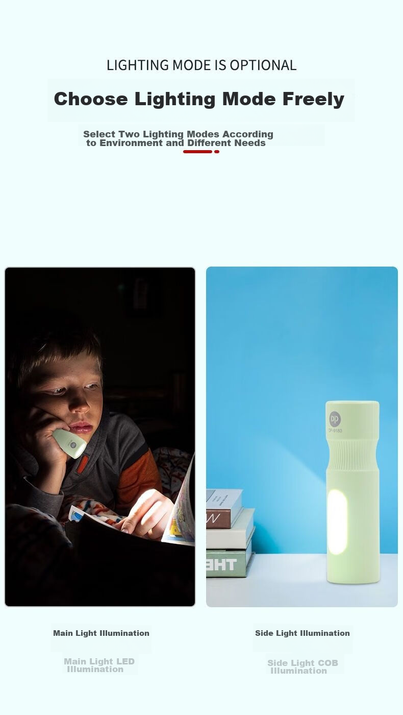 DP Flashlight, Outdoor Mini Rechargeable Torch, Compact Household Lighting Emergency Lamp, Random Color And Style - 9183 4