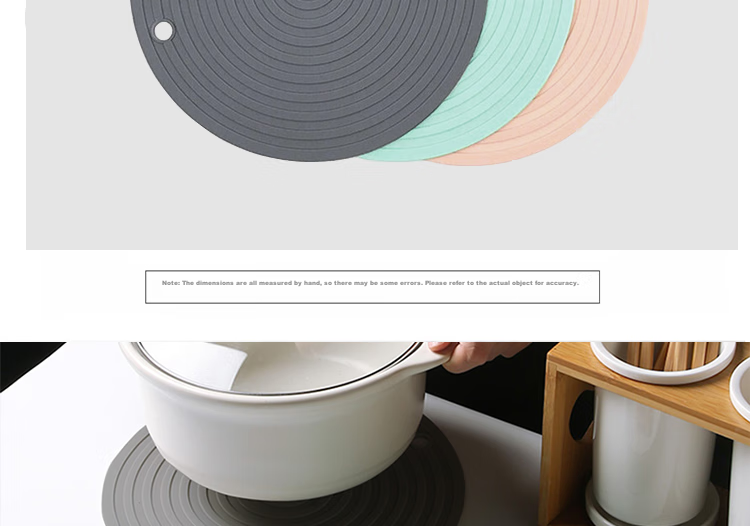FOOJO Silicone Placemats Heat-Resistant Coasters for Home And Camping, Thickened Threaded Pot Holders, Set of 2, Gray + Pink 4