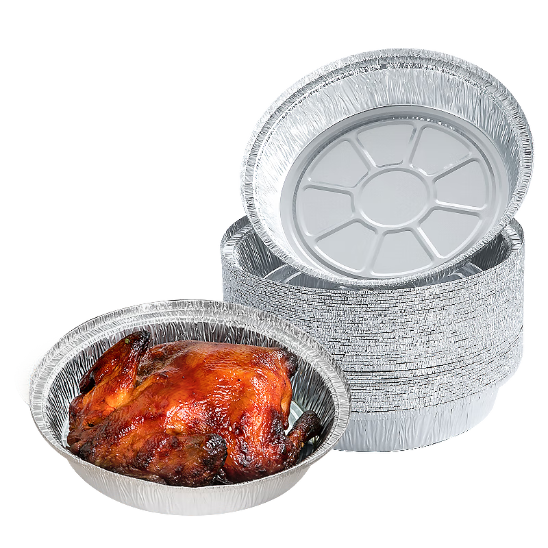 Temeiju Air Fryer Aluminum Foil Pans, Aluminum Foil Bowls, Air Fryer Specific Paper, Food-Grade Outdoor Baking Pans, Large Size, 5.5L, 30 Pieces