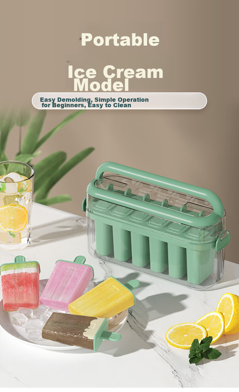 Baicaoyuan Ice Cube Mold, Flip Ice Tray, Ice Maker Box with Lid, Food-Grade Freezing Tool Mold, Green, 32 Compartments 4