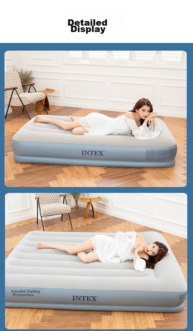 INTEX Electric Pump Double Automatic Inflatable Bed with Built-In Pillow, Car Nap Tent, Camping Companion Care Folding Bed 118CT2 16