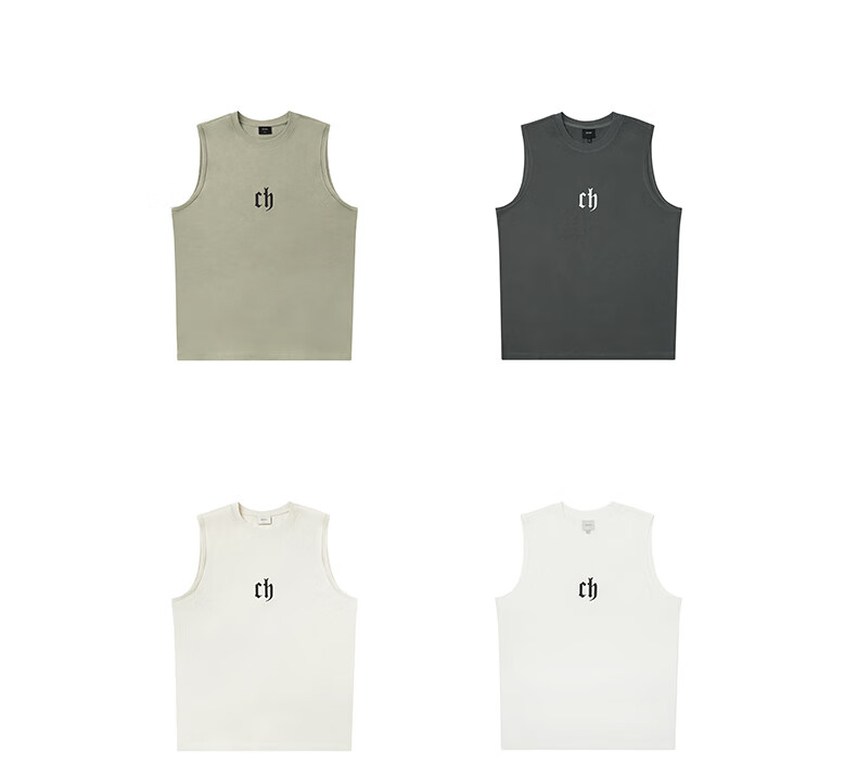 CHINISM CH Men's Vest, American-Style Pure Cotton, Casual High Street Wear, Loose-Fitting Letter Print, Breathable Sleeveless Top, CD2222T1021 3