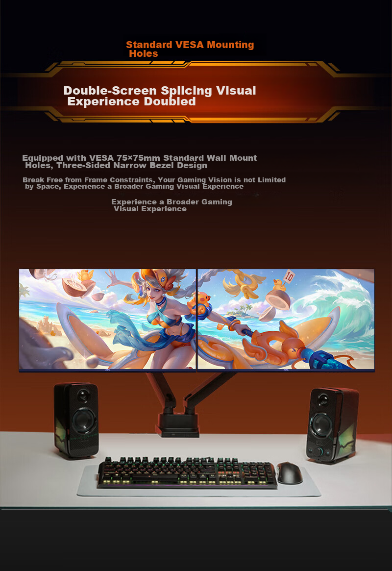 KVL 24.5-Inch 180Hz High Refresh Rate Gaming Monitor, 300 Nits Brightness, 1ms Response Time, Triple Micro-Edge Gaming And Office Display Screen KV259FX 9