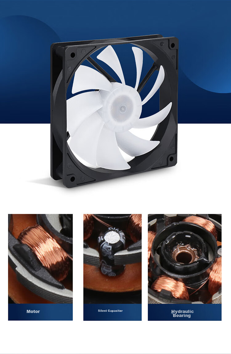 SAMA Ice Crystal 1S 12cm Case Cooling Fan, Hydraulic Bearing, Tri-Color Lighting, Axial Illumination, LED Cooling Fan, Quiet Low Noise, Large 4D Interface 7