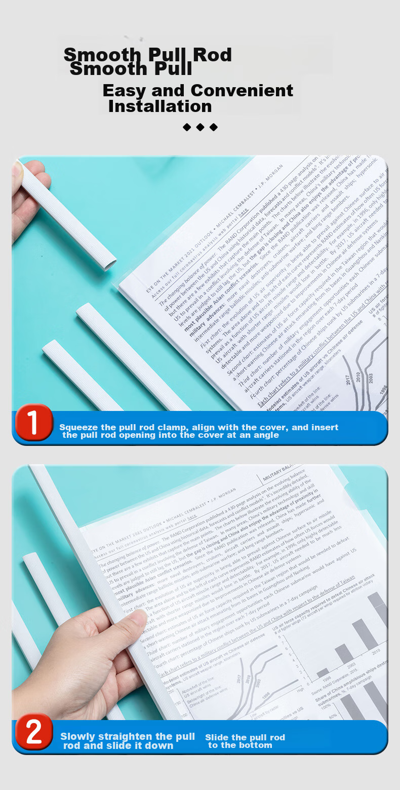 M&G Stationery, 10 Thick Transparent Slide Bar Folders with 5mm Triangular Pull Rods, Student Resume Folders, Exam Report Document Storage Folders, Office ADM4163 9