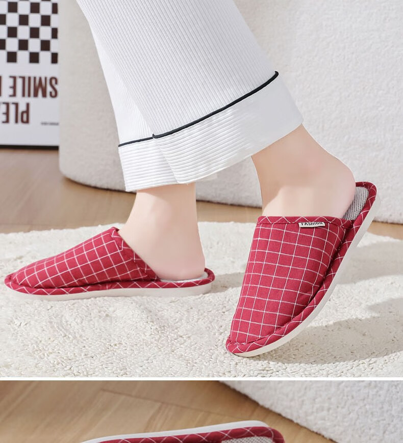 Huameijianbu Versatile Thick-Soled Couple Cotton Slippers for Indoor And Outdoor Use, Fleece-Lined Warm Cotton Slippers HM2258 Brown Size 44-45 17