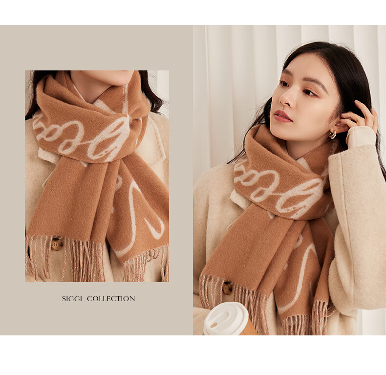 Siggi Wool Scarf for Women, Autumn And Winter Letter Shawl, Thickened Warm Simple Neck Wrap, Birthday Christmas Gift Box Set for Wome 23