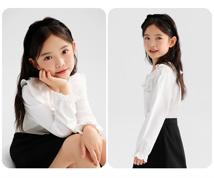 QQ DUCK Children's Clothing Long Sleeve Girls' Polo Shirt Top Youth Clothing Mesh Doll Purple; 120 12