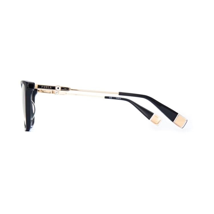 FURLA Full-Frame Women's VFU390S Commuter Myopia Optical Glasses Frame, Optical Glasses 530700, Glossy Black 3
