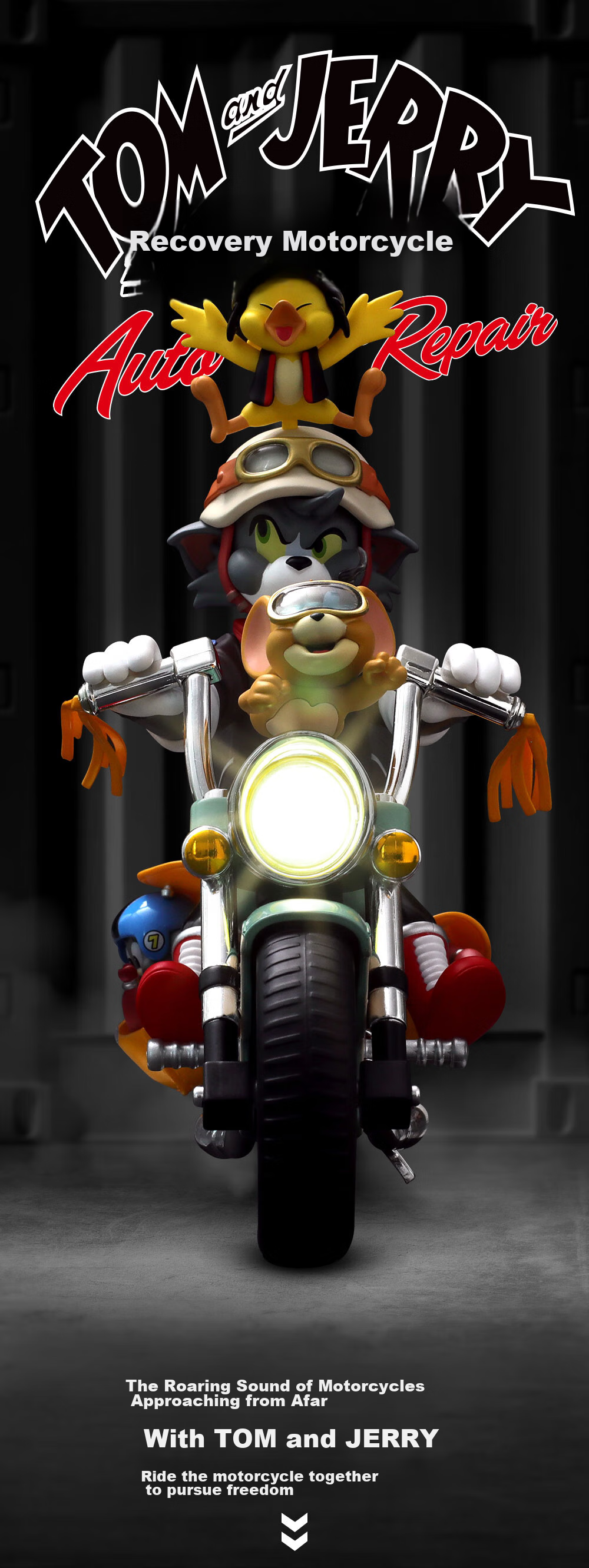 52TOYS TOM & JERRY Retro Motorcycle Action Figure, Trendy Anime Toy Decoration Gift 1