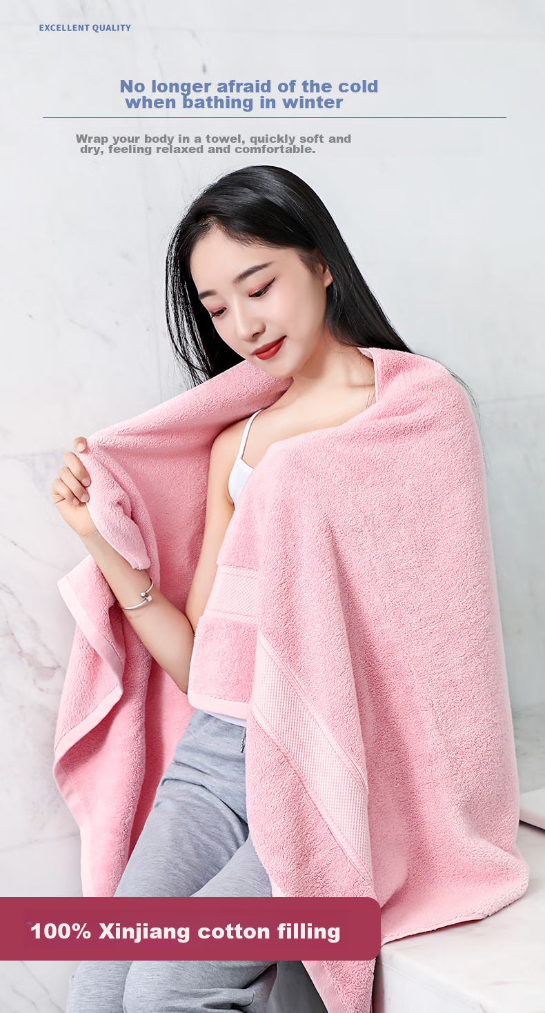 Grace Class A Pure Cotton Bath Towel for Men And Women, Extra Large And Thick Shower Towel, Xinjiang Long-Staple Cotton Wrap Towel, Blue, 650g, Sports 5
