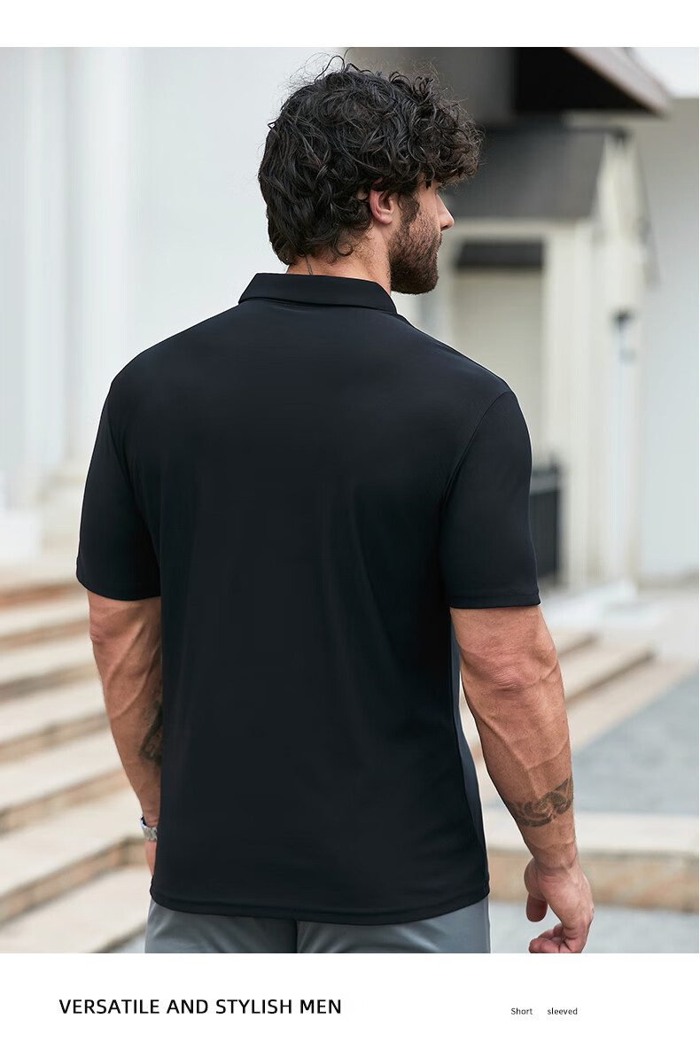 Dibinze Plus Size Ice Silk Short Sleeve Polo Shirt Men Summer Thin Loose Big and Tall Black 2XL 14