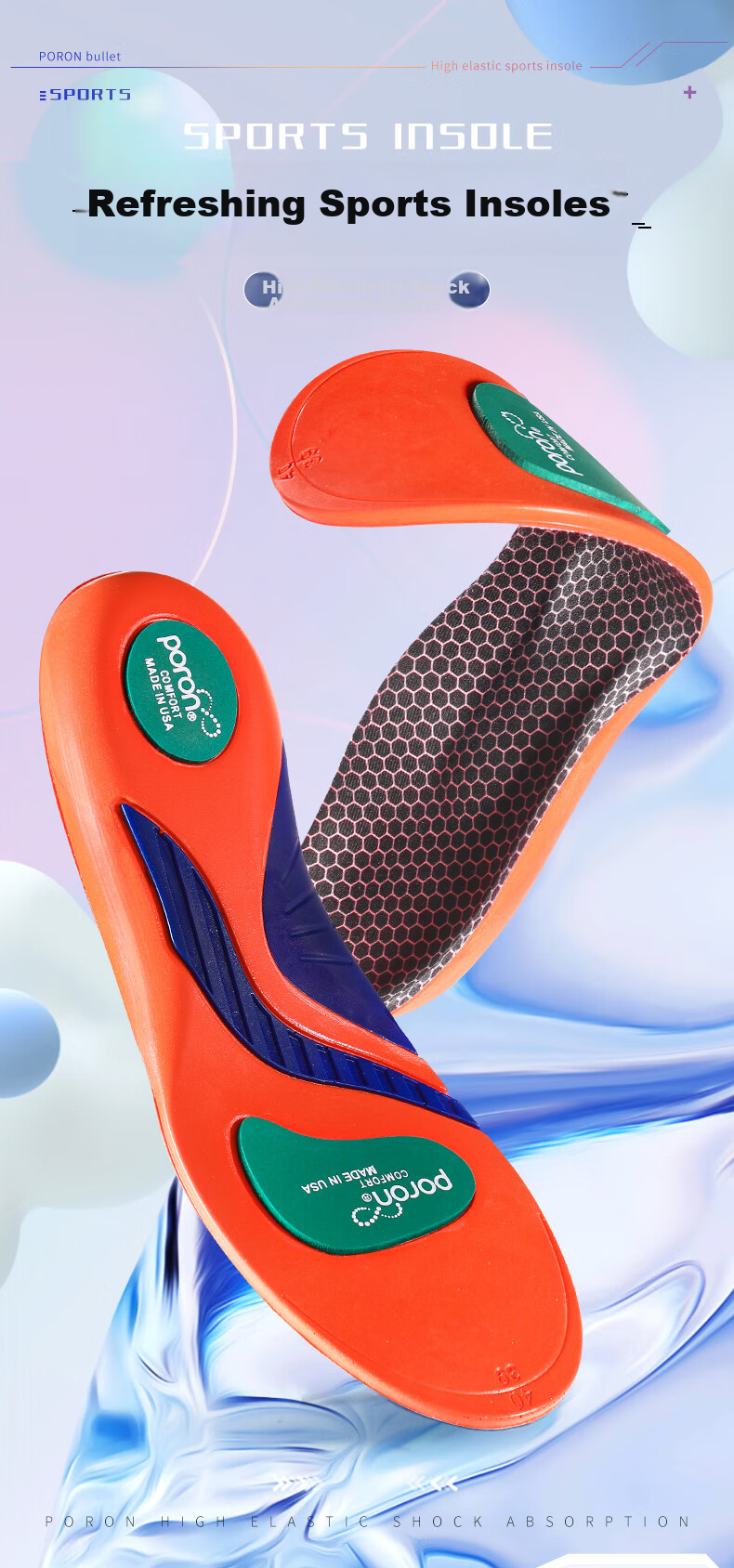 Maigaole Full Arch Support Flat Comfortable Casual Soft Cushioning Anti-Twist Insoles, Black And Orange, Size 43-44 1