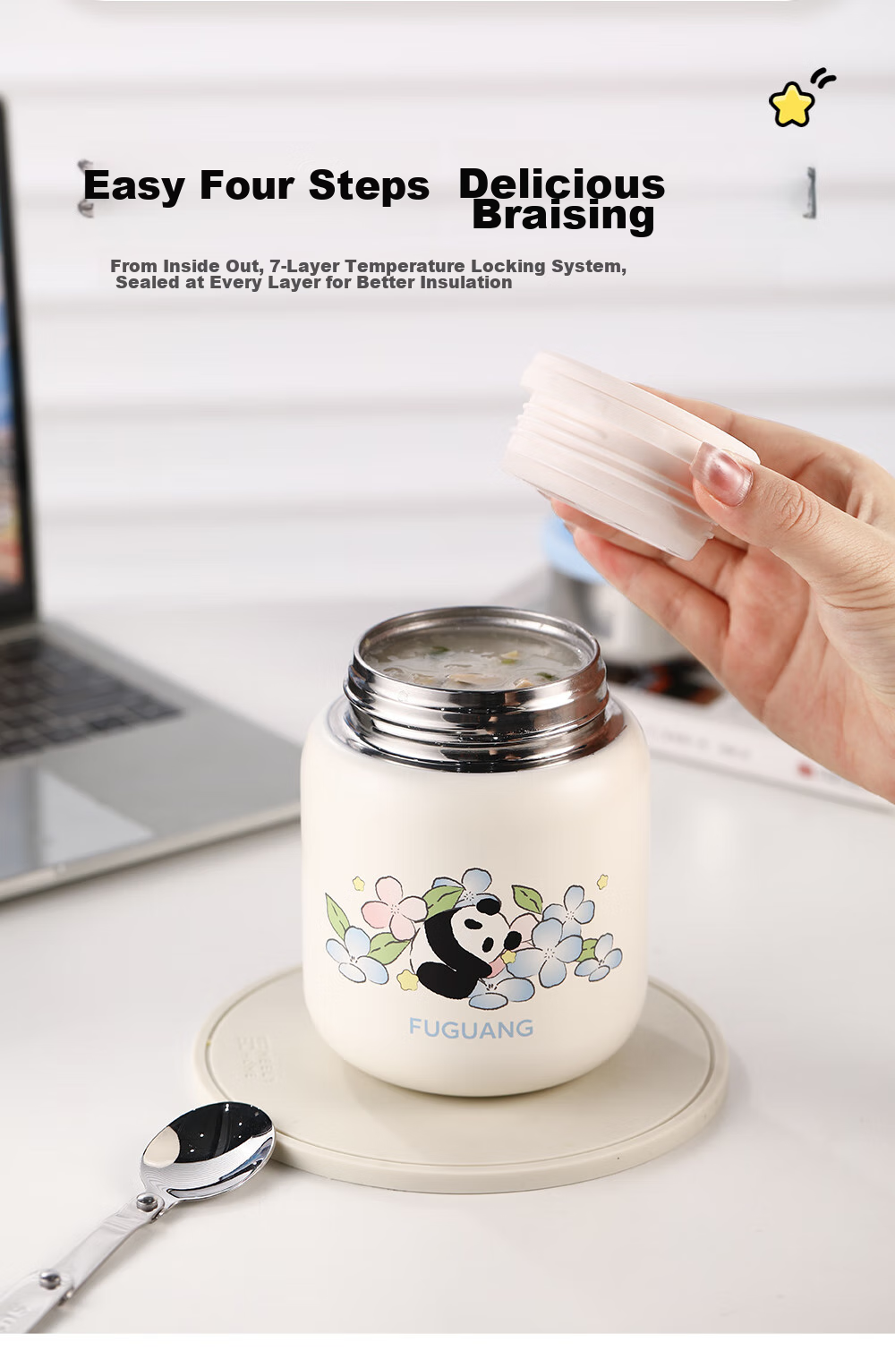 FGA Fuguang Insulated Food Jar, 316L Stainless Steel, Large Capacity, Thermal Soup Pot, Lunch Box for Office Workers And Students 13