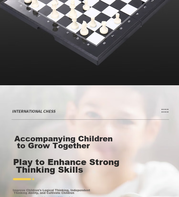 Yingba International Chess Set with Black And White Magnetic Pieces, Foldable, Portable, for Training And Teaching, Magnetic Chess Stones And Board, Camping CS25 1