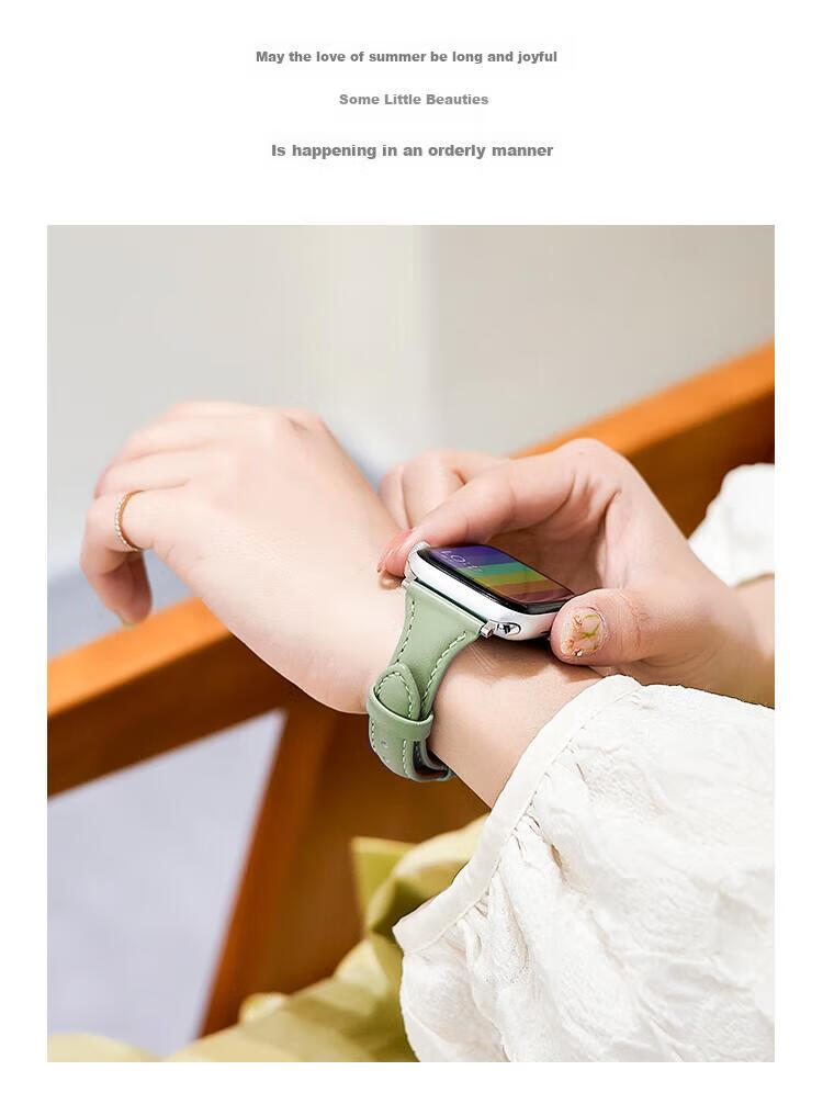 MSSM Suitable for Women's Apple Watch Band, Slim Waist Genuine Leather Apple Watch Strap for IWatch Ultra3/S11/10/9/8/Se3, Matcha Green, 44/45/46/49 11