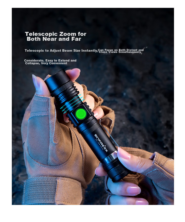 SkyFire Flashlight with High Brightness, Long Battery Life, Outdoor Survival, Super Bright, Rechargeable, Mini, Compact for Beach Combing 4