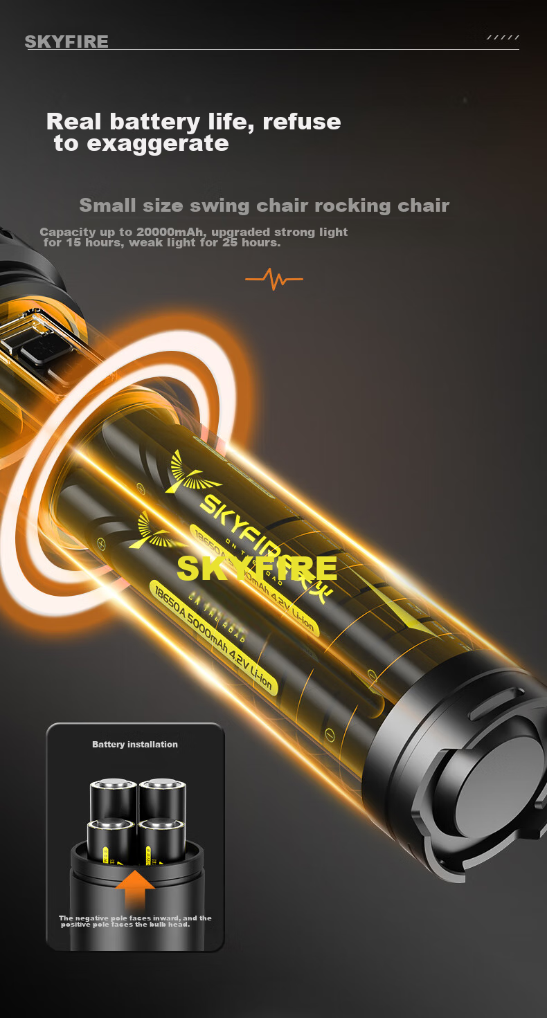 SkyFire Flashlight: High Brightness, Zoomable, Long-Lasting Battery Life, Long-Range Illumination, Laser Outdoor Light with 40000mAh Capacity 27