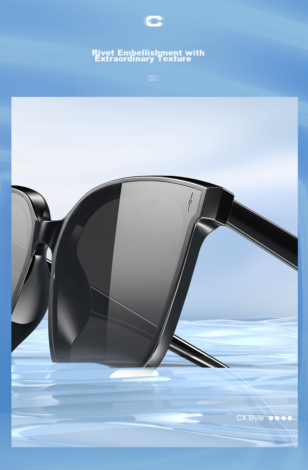 CAXMAN GM Sunglasses for Men And Women, Unisex Square Frame Large Frame Black Ultra-Nylon High Definition Anti-UV Retro Trendy Glasses 6