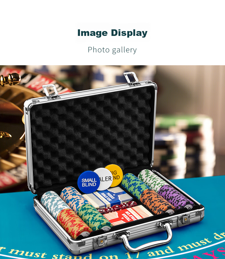 Huasheng Texas Hold'em Poker Chips, 200 Pieces, Clay Poker Chips, Mahjong Tiles, Coin Tokens, Point Coins, Reward Coins, Aluminum Box Set H-031 17