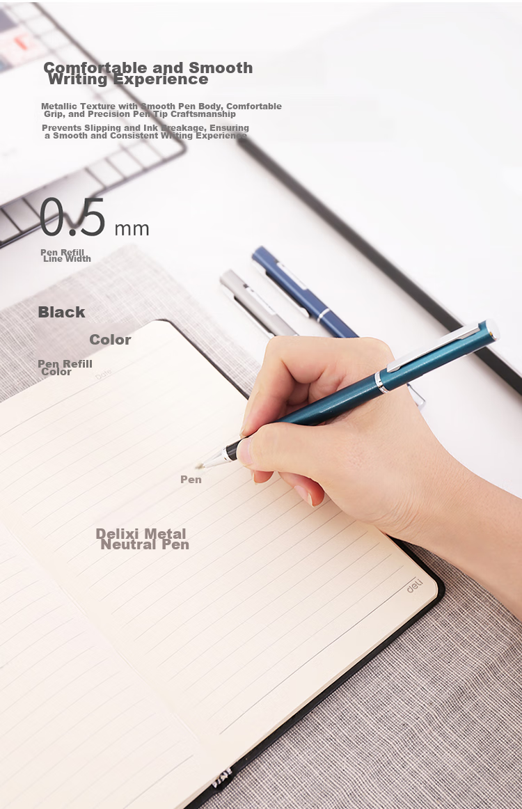 Deli Gel Pen, 1.0mm Bullet Tip, Office Writing Pen, Thick Line Width, Black, 12 Pens/box, S107, College Entrance Exam 6