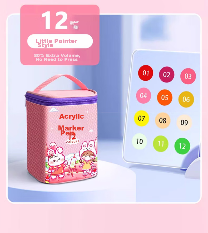 Shuxing 60-Color Acrylic Markers for Children, Non-Bleeding Watercolor Pens, Stackable Colors, Heart-Shaped Design for Elementary School Students, Art-Specific 24/36/48 Color Paint Brushes, Brite Turquoise Set Water-Based 28
