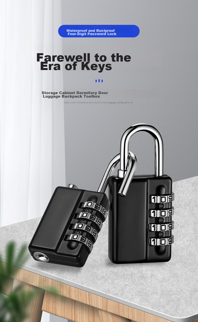 IGear Large Four-Digit Combination Padlock Storage Cabinet Anti-Rust Lock Gym Dormitory Door Lock Toolbox Lock with Security Key 1