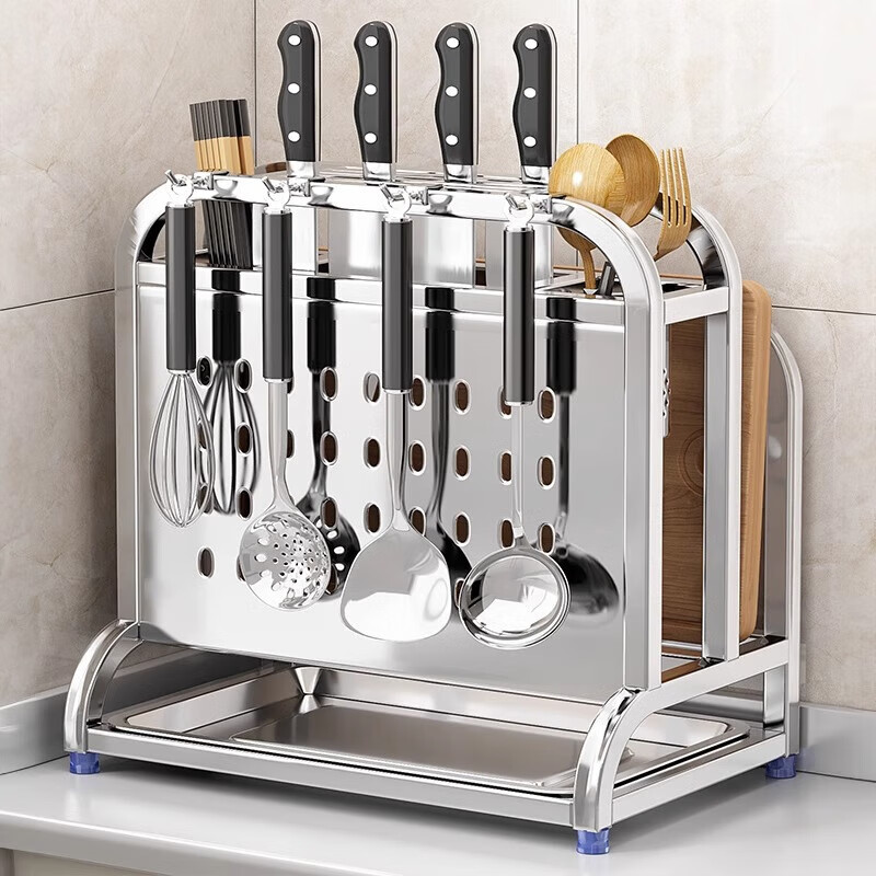 Jiadu Stainless Steel Knife Rack Storage Shelf Kitchen 2024 New Multifunctional Countertop Cutting Board Integrated Holder