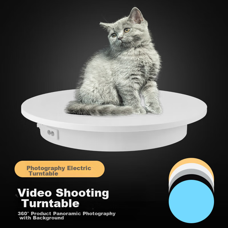 Hakutatz Short Video Photography Live Streaming Product Promotion Electric Automatic Turntable 26cm Fixed Speed 360-Degree Product Shooting Small Display Stand Static Object Rotating Platform Photo Props