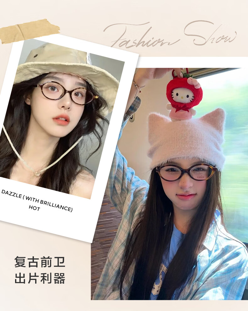 LOHO Oval Small Frame Glasses for Nearsighted Women, with Prescription Zeiss Lenses, Anti-Blue Light, Korean Style, Bare Face 5