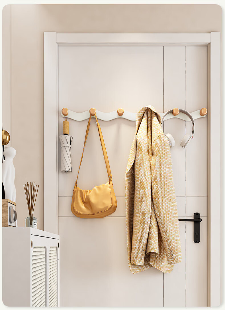 Bahainiao Door Hook Hanger, No Drilling Required, Clothes Hanger for Over The Door, Storage Rack, Row-Linked Hooks, Strong Load-Bearing Capacity 9