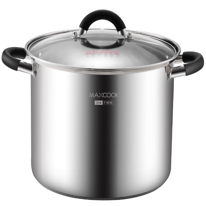 MAXCOOK Soup Pot, 304 Stainless Steel, Double-Bottom Stock Pot, 28cm, Compatible with Gas And Induction Stoves, MCT3400