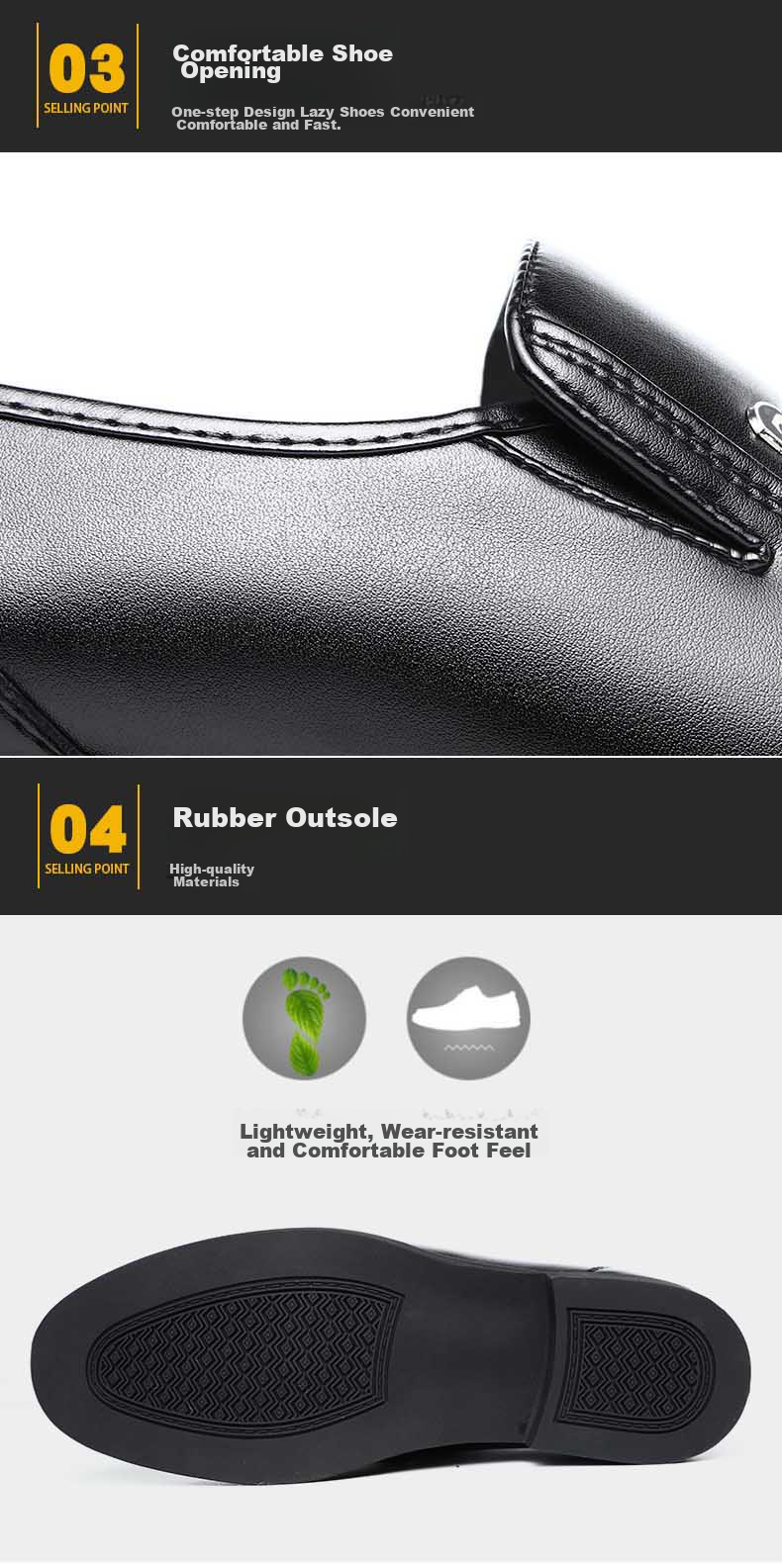 BEIOUTU Men's Shoes, Business Casual Shoes, Round Toe Slip-On, British Style Soft Leather Dress Shoes, Formal Leather Shoes, 1716 Black, Size 44 8