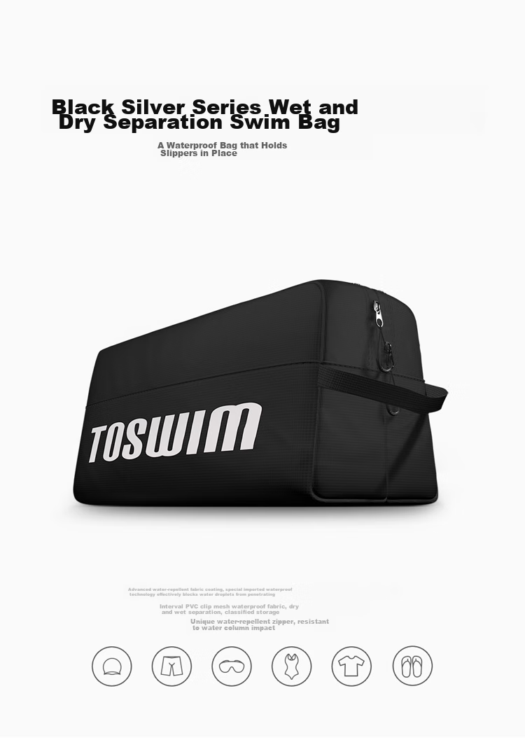 TOSWIM Swimming Bag, Dry And Wet Separation, Waterproof Storage Bag for Men And Women, Crossbody Backpack, Fitness Sports Bag, Gray Pioneer 2